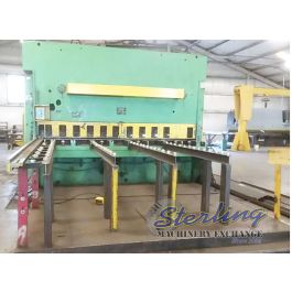 Used-HTC-Used HTC Hydraulic Shear (HEAVY DUTY SHEAR) With Rear Swing Up Backgauge and Sheet Conveyor System-750-12SR-A5090